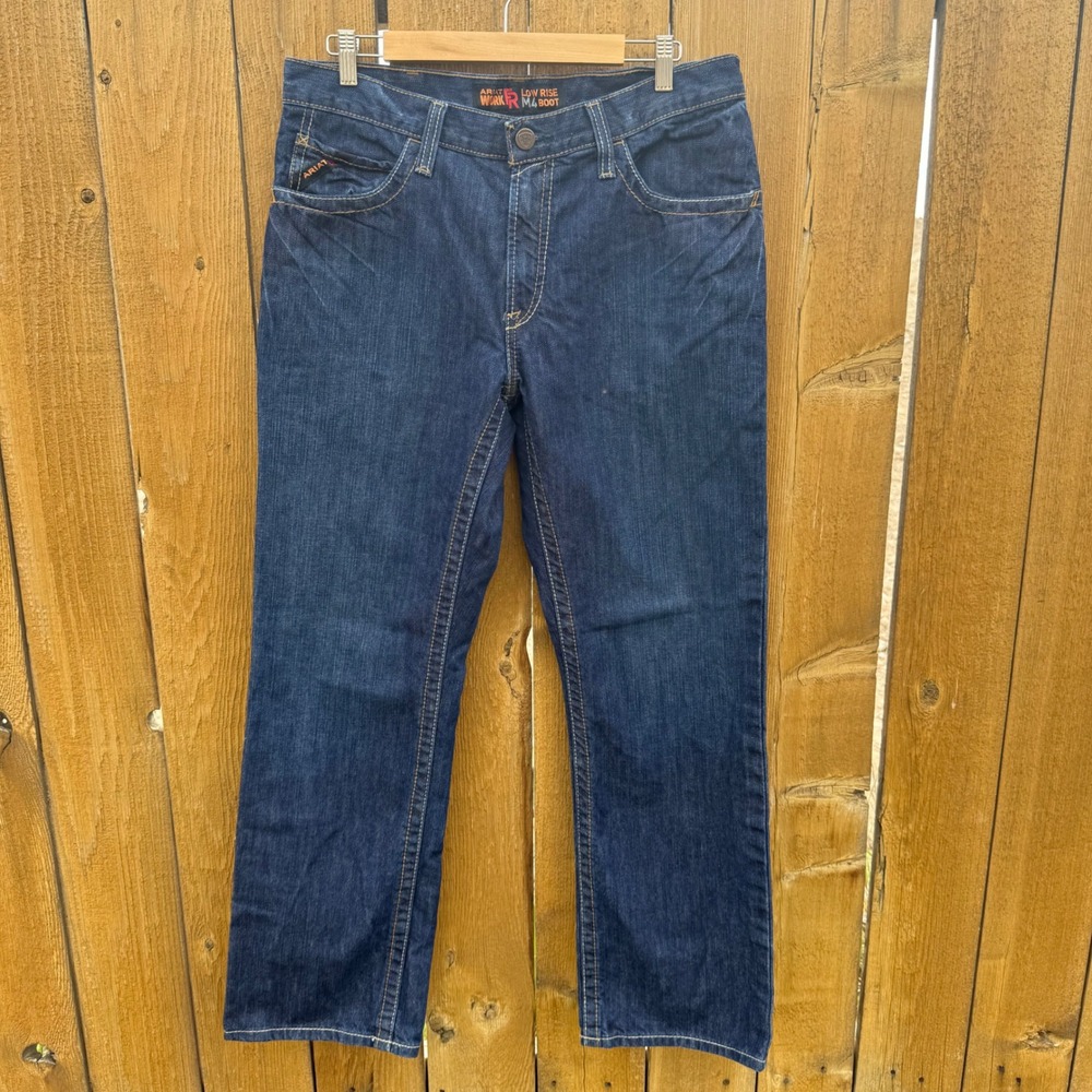 Ariat Workwear FR M4 Low Rise Boot Cut Durable jeans Mens 33x32 Blue Denim